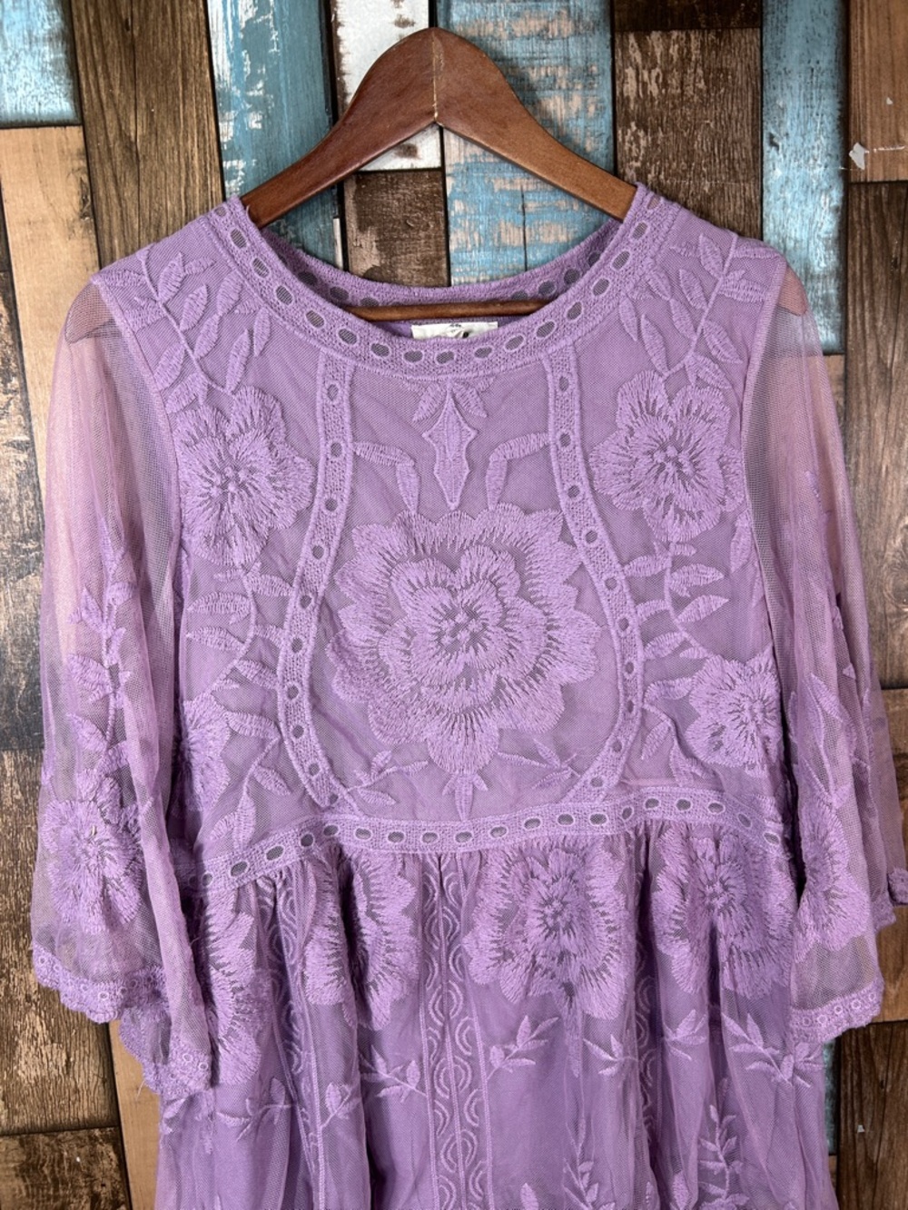 entro Purple Layered Lace Bohemian Top - Picture 3 of 11